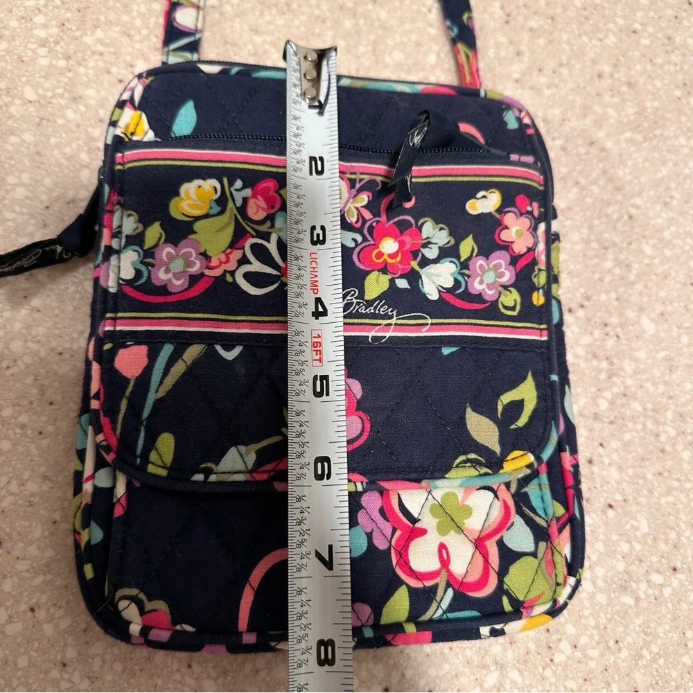 Vera Bradley Mini Hipster Navy Floral Quilted Crossbody in Ribbons Retired EUC